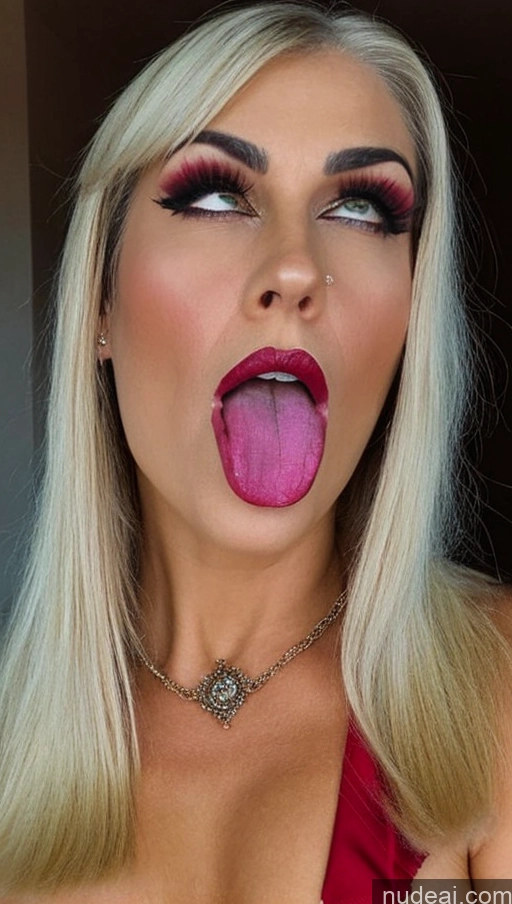 ai nude image of blond woman with pink lips and a pink choke sticking out her tongue pics of Milf Busty Perfect Boobs Beautiful Lipstick Big Ass Short Hair Tanned Skin 50s Orgasm Angry Ahegao Blonde Brazilian Skin Detail (beta) Devil Secretary Suit Cleavage Jewelry Detailed Last Sexy Face