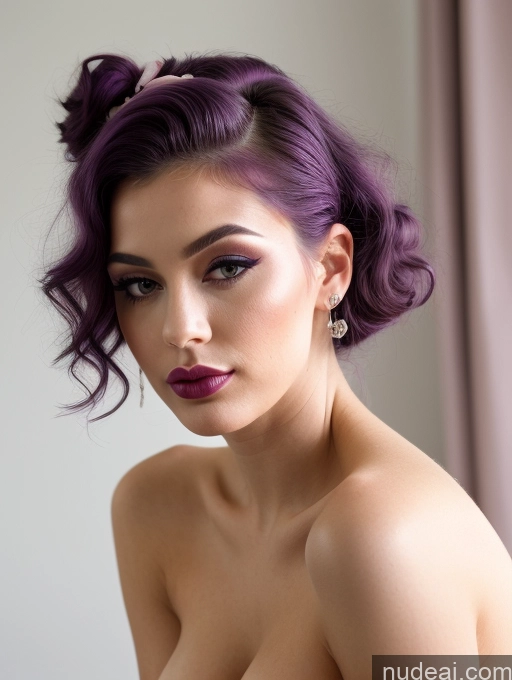 ai nude image of arafed woman with purple hair and a purple dress posing for a picture pics of Model 20s Seductive Pouting Lips Purple Hair Marquise Hair French