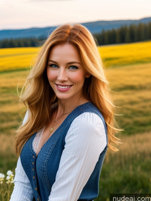 related ai porn images free for One 40s Happy Long Hair Jeans Blouse Fairer Skin Ginger Model Perfect Boobs Perfect Body Beautiful Russian Bright Lighting Meadow Close-up View Lumberjack