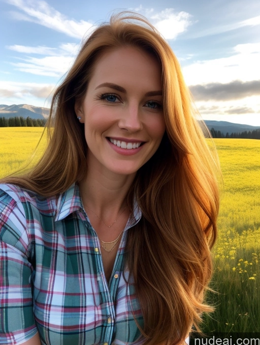 related ai porn images free for One 40s Happy Long Hair Jeans Blouse Fairer Skin Ginger Model Perfect Boobs Perfect Body Beautiful Russian Bright Lighting Meadow Close-up View Lumberjack