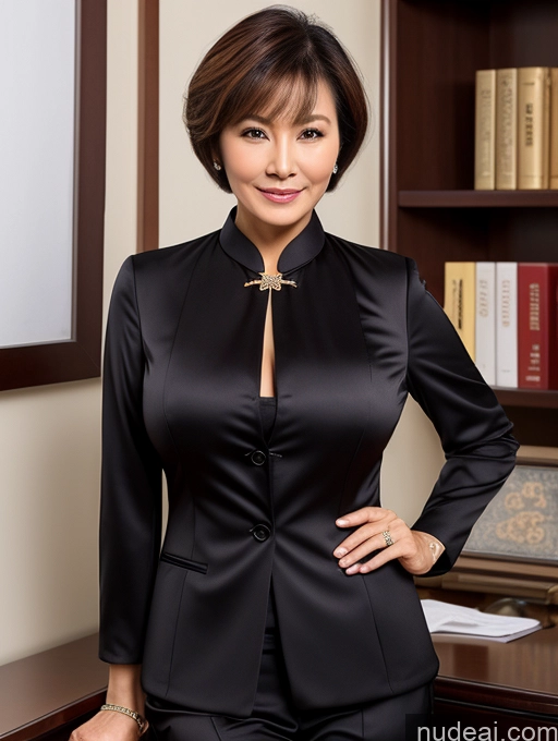 related ai porn images free for Milf Busty Beautiful Perfect Body Short Hair 60s Chinese Blouse Bra Professor Stylish Suit Cleavage Detailed