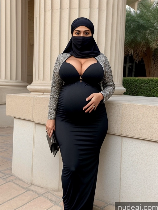 ai nude image of pregnant woman in black dress and hijab posing for a picture pics of Milf Beautiful Perfect Body Arabic Bra Niqab Professor Stylish Suit Cleavage Detailed Pregnant Huge Boobs Big Ass