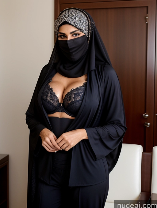 ai nude image of araffe wearing a black hijab and a black bra pics of Milf Perfect Boobs Perfect Body Beautiful Arabic Bra Suit Niqab Professor Stylish Cleavage Detailed