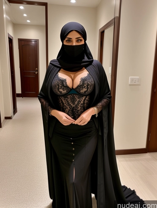 ai nude image of araffe wearing a black dress and a black veil and a black dress pics of Milf Perfect Boobs Perfect Body Beautiful Arabic Bra Suit Niqab Professor Stylish Cleavage Detailed