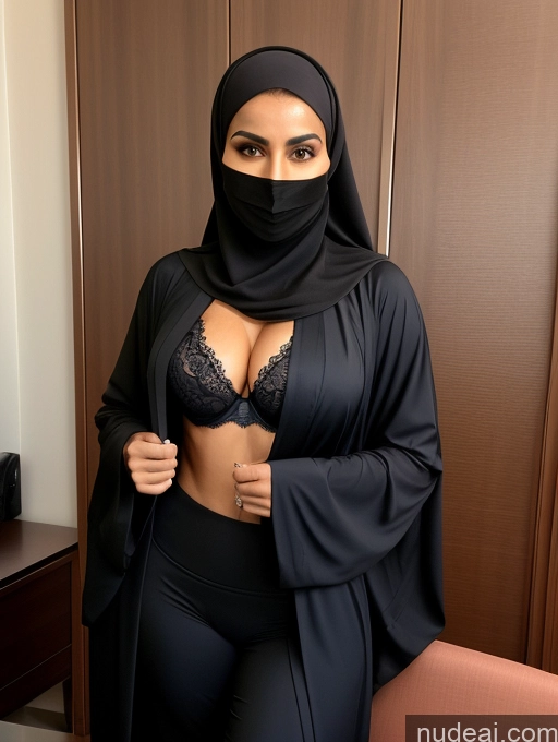 ai nude image of araffe wearing a black robe and a black bra top pics of Milf Perfect Boobs Perfect Body Beautiful Arabic Bra Suit Niqab Professor Stylish Cleavage Detailed