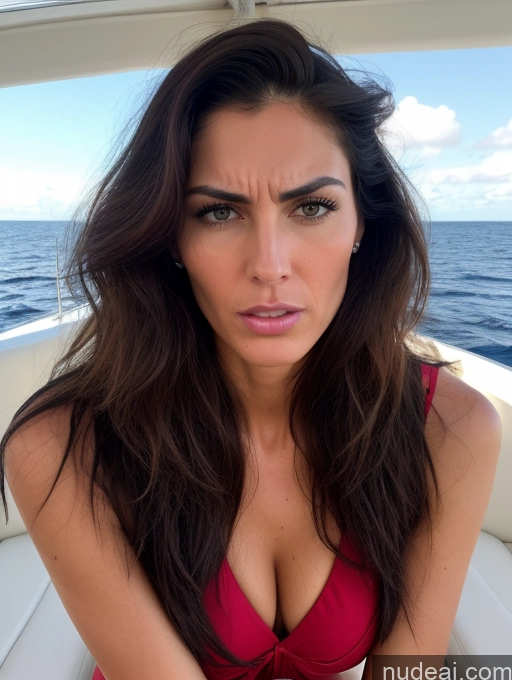 ai nude image of arafed woman in a red bikini sitting on a boat pics of Beautiful Tall Perfect Body Long Legs Fairer Skin Sad Serious Seductive Sexy Face Long Hair 80s 90s Professor Teacher Angry 30s Pubic Hair Orgasm Shocked Oiled Body Miss Universe Model Portuguese Yacht