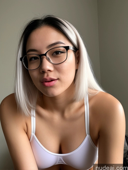 ai nude image of there is a woman with glasses and a bra top posing for a picture pics of Sorority Several Glasses Big Ass Short Skinny 18 Ahegao White Hair Long Hair Asian Cumshot Sports Transparent Partially Nude