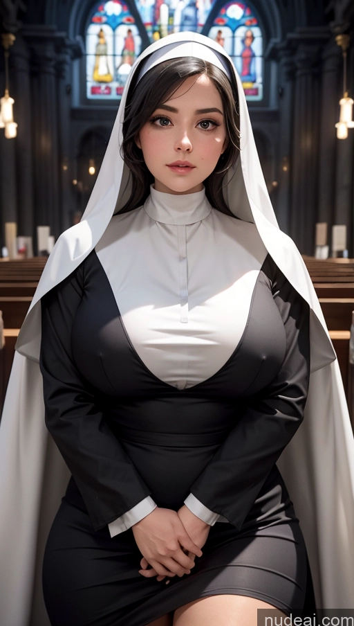 related ai porn images free for Busty Beautiful Chubby Detailed Bright Lighting Dark Lighting Nun Church