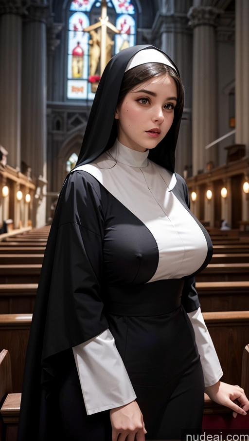 related ai porn images free for Busty Beautiful Chubby Detailed Bright Lighting Dark Lighting Nun Church