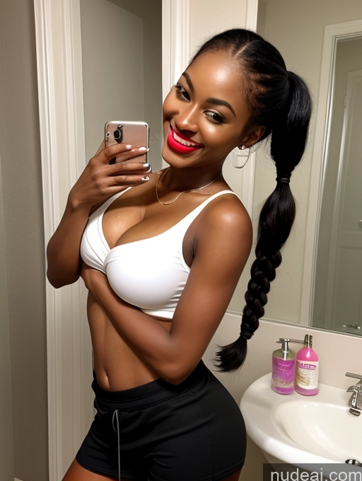 related ai porn images free for Model One Perfect Boobs Lipstick Skinny Long Legs Perfect Body Dark Skin Tall 20s Sexy Face Laughing Happy Black Hair Pigtails African Mirror Selfie Bathroom Front View Bending Over Casual Chemise Crop Top Cleavage