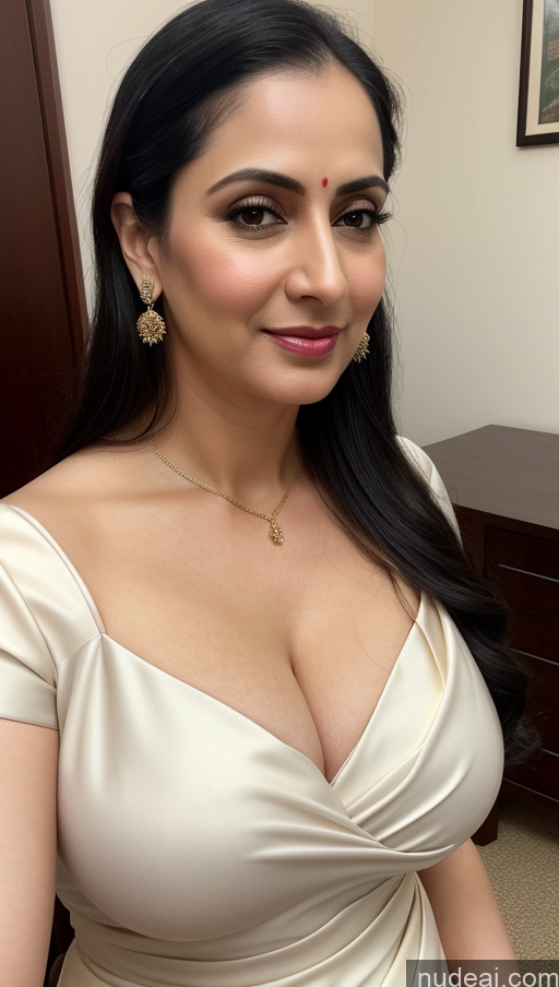 related ai porn images free for Woman Fairer Skin Black Hair Close-up View One Busty Perfect Boobs Sari Beautiful Blouse Slicked Indian 40s Cleavage Detailed