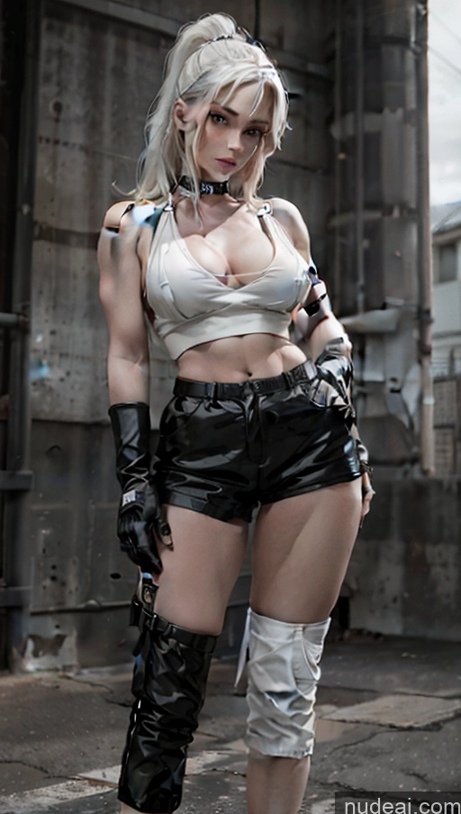 related ai porn images free for Woman Perfect Body Tall Muscular Perfect Boobs 20s White Hair Long Hair Japanese Cleavage Urban Samurai V2 Stockings Short Shorts Choker Crop Top Close-up View Gloves Prison