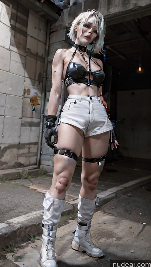 related ai porn images free for Woman Perfect Body Tall Muscular Perfect Boobs 20s White Hair Long Hair Japanese Cleavage Urban Samurai V2 Stockings Short Shorts Choker Crop Top Close-up View Gloves Prison Detailed