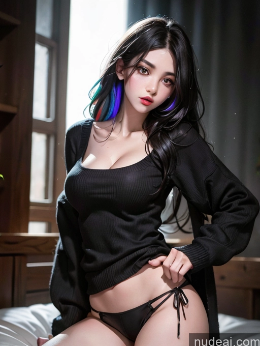 related ai porn images free for Woman One 18 Sexy Face Black Hair Long Hair White Goth Sweater Dark Lighting Girls Put Her Breast On The Table Skinny Busty