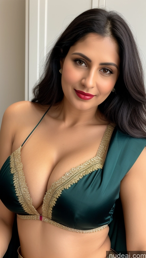 related ai porn images free for Woman One Busty Beautiful Lipstick Fairer Skin 40s Black Hair Slicked Indian Close-up View Blouse Sari Topless Cleavage Detailed Thick