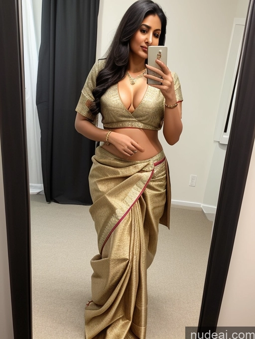 related ai porn images free for Indian Long Hair Black Hair Seductive Perfect Boobs Big Hips Long Legs Thick Big Ass Perfect Body Woman One Sari Blouse Traditional Front View 50s Mirror Selfie