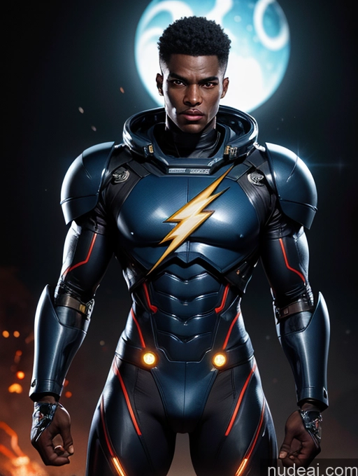 related ai porn images free for Powering Up Dark Lighting Pilot Space Suit Dynamic View Science Fiction Style Sci-fi Armor Muscular Abs Thick Tall Perfect Body Black Cyborg Dark Skin Tanned Skin