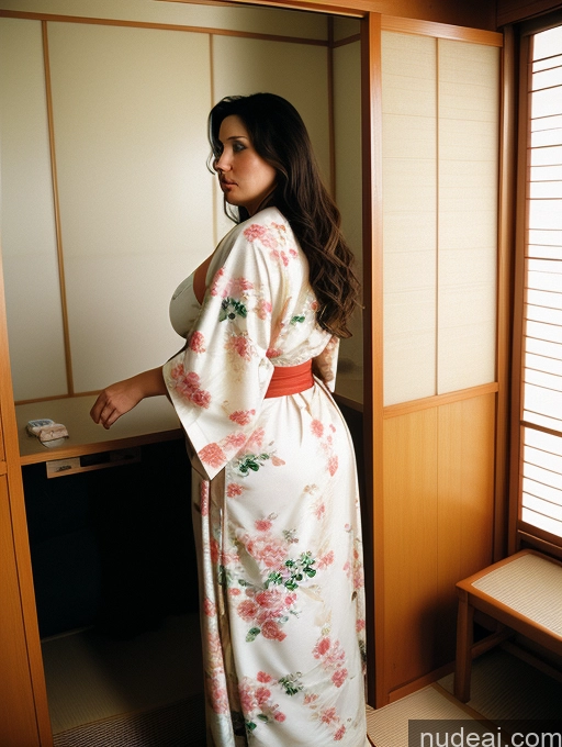 related ai porn images free for Woman One Busty Big Ass Chubby Big Hips Fairer Skin 30s Shocked Brunette Messy White Film Photo Changing Room Detailed Kimono