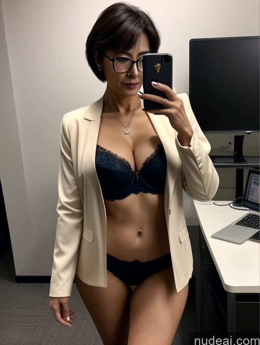 related ai porn images free for Milf Perfect Boobs Beautiful Glasses Perfect Body Pixie Chinese Mirror Selfie Blouse Bra Jacket Suit Cleavage Dark Lighting Detailed Office 60s