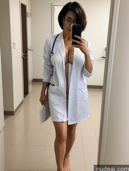 related ai porn images free for Milf Two Perfect Body Perfect Boobs Beautiful Glasses Sexy Face Short Hair Chinese Hospital Doctor Bra Nurse Stylish Lab Coat Partially Nude Detailed 50s