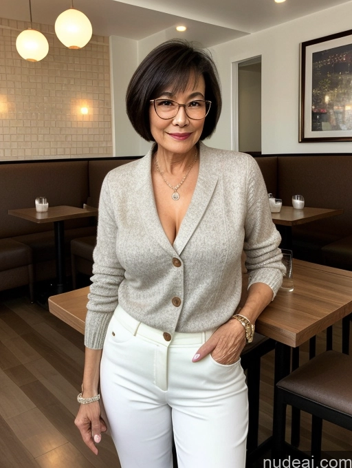 related ai porn images free for Milf Perfect Boobs Beautiful Perfect Body Short Hair 70s Chinese Cafe Blouse Bra Casual Professor Suit Sweater Cleavage Detailed Sexy Face Glasses