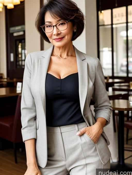 related ai porn images free for Milf Perfect Boobs Beautiful Perfect Body Short Hair 70s Chinese Cafe Blouse Bra Casual Jacket Professor Suit Cleavage Detailed Sexy Face Glasses