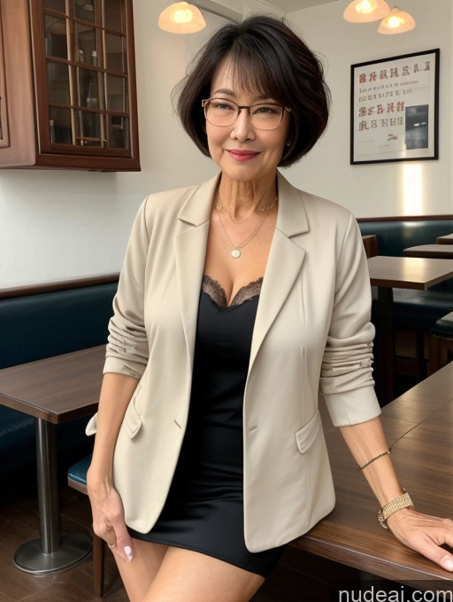 related ai porn images free for Milf Perfect Boobs Beautiful Glasses Perfect Body Short Hair 70s Chinese Cafe Blouse Bra Casual Jacket Professor Suit Cleavage Detailed Sexy Face