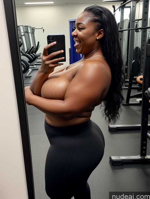 related ai porn images free for Woman Huge Boobs Big Hips Fat Chubby Big Ass Dark Skin 40s Laughing Black Hair Long Hair Nigerian Mirror Selfie Gym Side View Nude