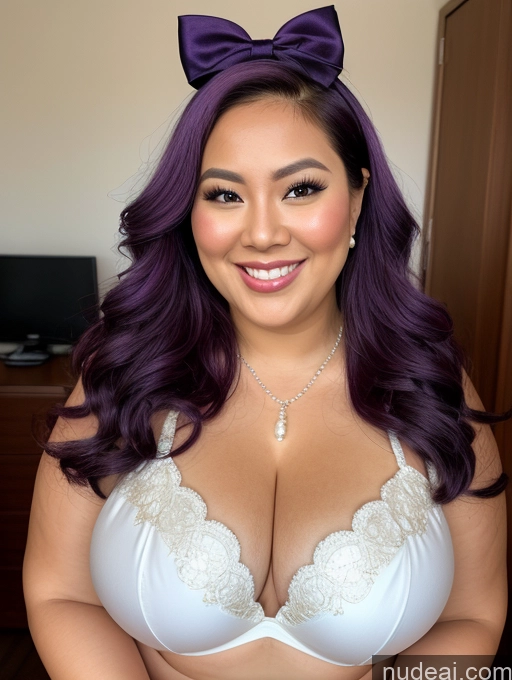 related ai porn images free for Model Busty Filipina Fat Chubby Thick Bows Happy Cleavage Jewelry Pearl Jewelry 30s Close-up View Purple Hair