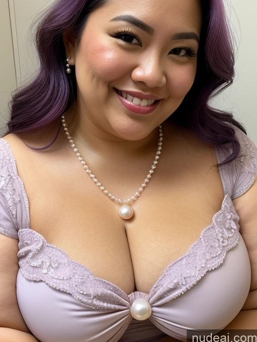 related ai porn images free for Model Busty Filipina Fat Chubby Thick Bows Happy Cleavage Jewelry Pearl Jewelry 30s Close-up View Purple Hair