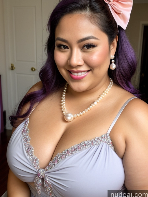 related ai porn images free for Model Busty Filipina Fat Chubby Thick Bows Happy Cleavage Jewelry Pearl Jewelry 30s Close-up View Purple Hair