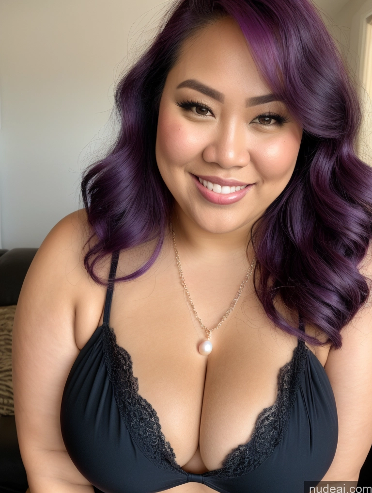 related ai porn images free for Model Busty Filipina Fat Chubby Thick Bows Happy Cleavage Jewelry Pearl Jewelry 30s Close-up View Purple Hair