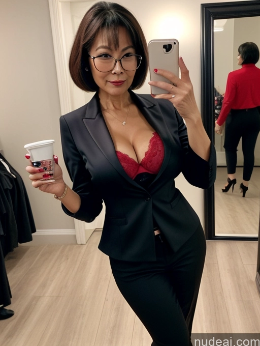 related ai porn images free for Milf Perfect Boobs Beautiful Glasses Perfect Body 50s Pixie Chinese Mirror Selfie Party Blouse Bra Jacket Suit Cleavage Dark Lighting Detailed