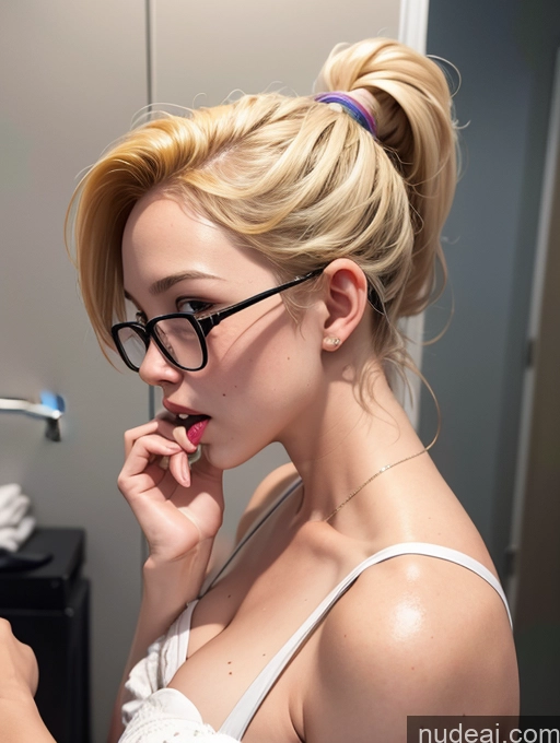 related ai porn images free for Blonde Simple Ponytail Glasses Dress Chubby Blowjob Side View Secretary Changing Room Laughing Two