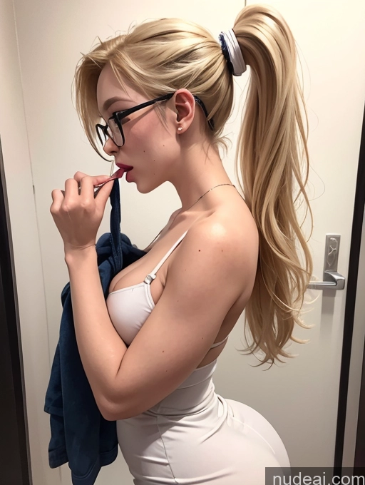 related ai porn images free for Blonde Simple Ponytail Glasses Dress Chubby Blowjob Side View Secretary Changing Room Laughing Two