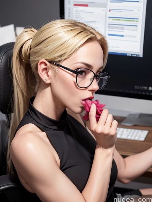 related ai porn images free for Blonde Simple Ponytail Glasses Chubby Blowjob Side View Secretary Laughing Two Office Dress Stylish