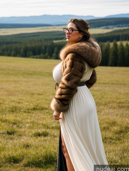 related ai porn images free for Woman One Huge Boobs Glasses Big Ass Fat Big Hips 30s Serious Brunette Long Hair White Meadow Medieval Dress Side View Fur Long Skirt Jewelry