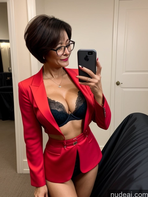 related ai porn images free for Milf Perfect Boobs Beautiful Glasses Perfect Body 50s Pixie Chinese Mirror Selfie Party Blouse Bra Jacket Suit Cleavage Dark Lighting Detailed