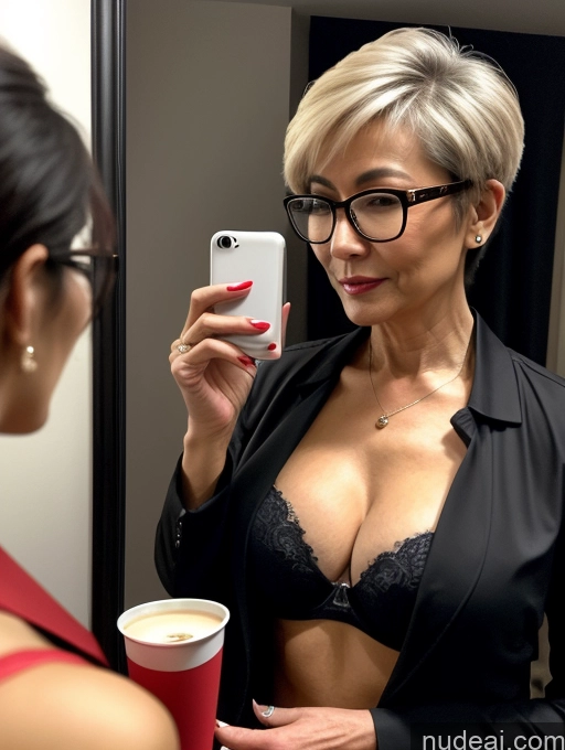 related ai porn images free for Milf Perfect Boobs Beautiful Glasses Perfect Body 50s Pixie Chinese Mirror Selfie Party Blouse Bra Jacket Suit Cleavage Dark Lighting Detailed