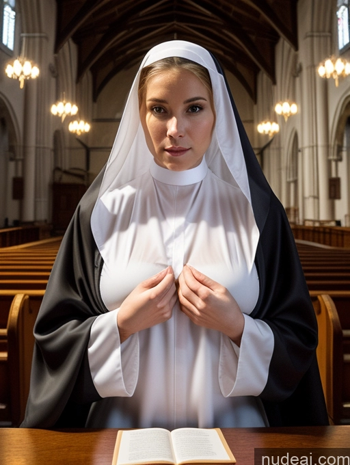 related ai porn images free for One Busty Perfect Boobs Perfect Body 20s Seductive Blonde Long Hair White Church Close-up View Nun Dark Lighting Woman Transparent