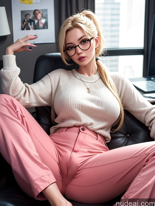 related ai porn images free for Blonde Simple Ponytail Glasses Chubby Secretary Dress Stylish 50s Sweater Busty Chemise Straddling Office Casual Cosplay Harem Pants