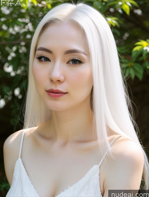 Fairer Skin Woman Long Hair White Hair 20s Short Nymphs Japanese