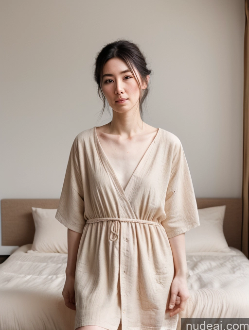 related ai porn images free for Fairer Skin Woman 20s Short Japanese Black Hair Messy Linen Dress