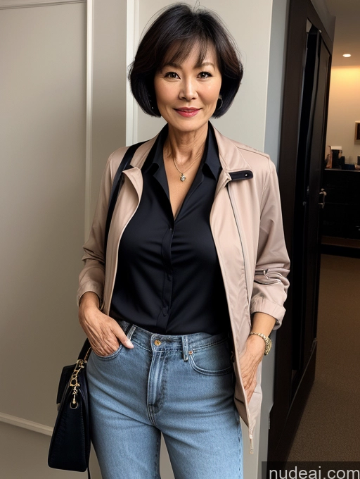 related ai porn images free for Milf Perfect Boobs Beautiful Skinny Perfect Body Short Hair 70s Chinese Blouse Bra Casual Jacket Professor Stylish Dark Lighting Detailed