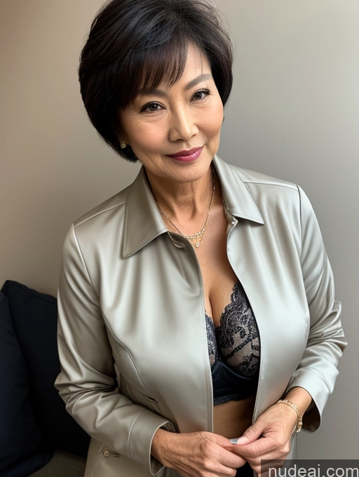 related ai porn images free for Milf Perfect Boobs Beautiful Perfect Body Short Hair 70s Chinese Blouse Bra Casual Jacket Professor Stylish Dark Lighting Detailed