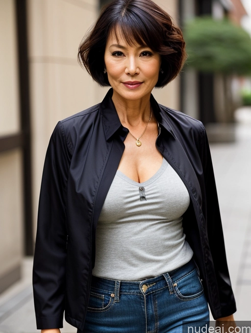 related ai porn images free for Milf Perfect Boobs Beautiful Perfect Body Short Hair Japanese Blouse Bra Casual Jacket Professor Stylish Dark Lighting Detailed 60s