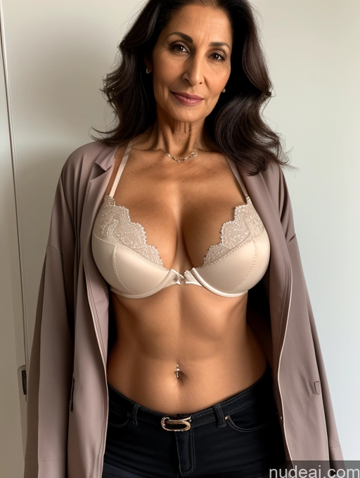 related ai porn images free for Milf Perfect Boobs Beautiful Perfect Body 70s Arabic Blouse Bra Casual Jacket Professor Stylish Topless Dark Lighting Detailed