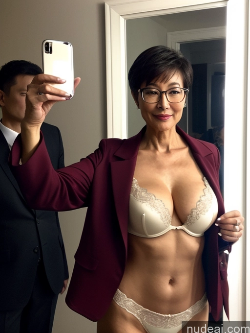 related ai porn images free for Milf Perfect Boobs Beautiful Glasses Perfect Body 50s Pixie Chinese Mirror Selfie Party Blouse Bra Jacket Suit Cleavage Dark Lighting Detailed Stylish Professor