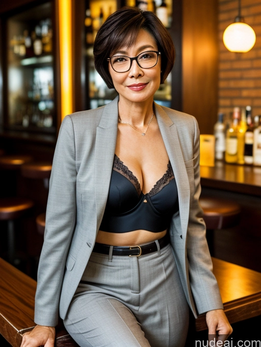 related ai porn images free for Milf Perfect Boobs Perfect Body Beautiful Chinese Blouse Bra Suit Professor Jacket Detailed Casual Short Hair Glasses Bar Dark Lighting 50s