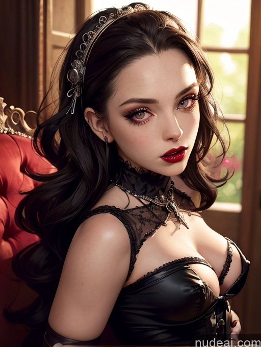 related ai porn images free for Close-up View Bra Pull Down Seductive French Black Hair Lipstick Goth Victorian